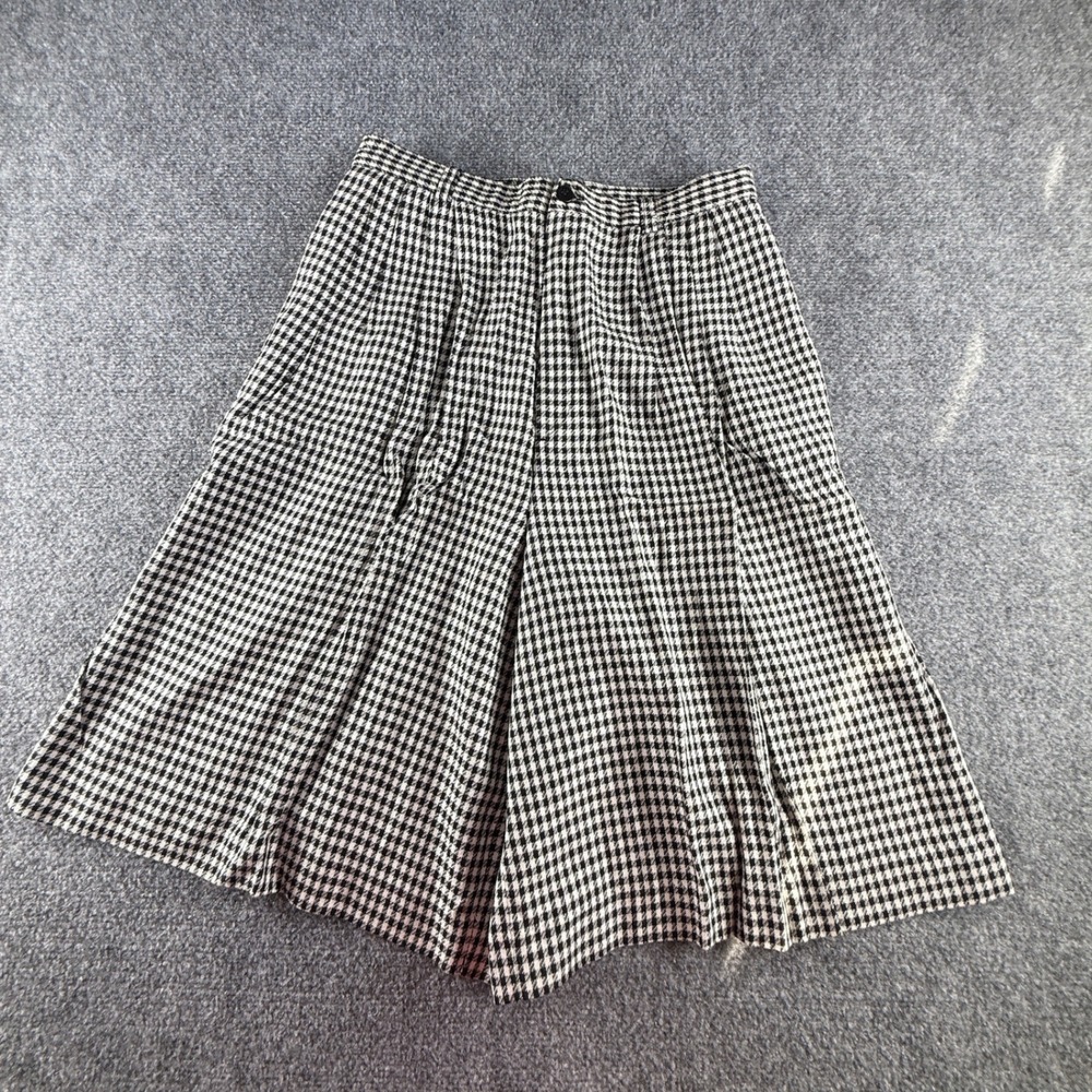 Vintage TJ & Co Houndstooth Culottes Black White High Waist Wide Leg Shorts 10
